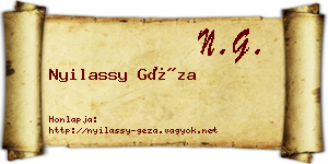 Nyilassy Géza névjegykártya